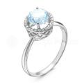 Кольцо из серебра с кварцем топаз и фианитами родированное