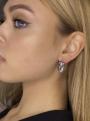 Серьги из серебра с кварцем аметист фианитами родированные