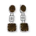 Серьги из серебра с кварцем раухтопаз и кубиками циркония родированные