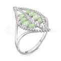 Кольцо из серебра с празиолитом и фианитами родированное