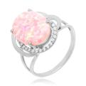 Кольцо из серебра с розовым опалом родированное