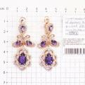 Серьги из золочёного серебра с кварцем аметист и фианитами