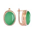 Серьги из серебра с зелёным агатом