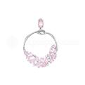 Подвеска из серебра с розовым кварцем и цирконием родированная