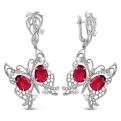 Серьги из серебра с пл.кварцем цв. рубин и кб.цирконием родированные