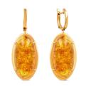 Серьги из золочёного серебра с пресс.янтарём