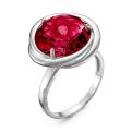 Кольцо из серебра с кварцем цв.рубин родированное