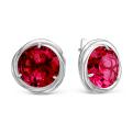 Серьги из серебра с пл.кварцем цв. рубин родированные