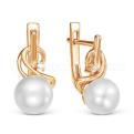 Серьги из золочёного серебра с культ.жемчугом и цирконием