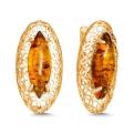 Серьги из золочёного серебра с янтарём