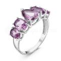 Кольцо из серебра с кварцем гт аметист родированное