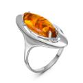 Кольцо из серебра с янтарем родированное