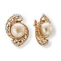 Серьги из золочёного серебра с жемчугом и цирконом