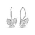 Серьги из серебра с фианитами Бабочки родированные