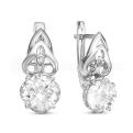 Серьги из серебра с фианитами родированные