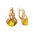 Серьги из золочёного серебра с кварцем цитрин