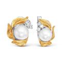 Серьги из серебра с жемчугом, фианитами и золочением родированные