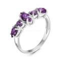 Кольцо из серебра с пл. кварцем цв. аметист родированное