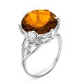 Кольцо из серебра с гт.цитрином родированное
