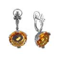 Серьги из серебра с гт.цитрином родированные