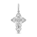 Крест из серебра с фианитами родированный