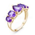 Кольцо из золочёного серебра с кварцем гт аметист 