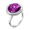 Кольцо из серебра с кварцем аметист родированное