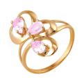 Кольцо из золочёного серебра с розовым кварцем