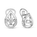 Серьги из серебра с подвижными фианитами родированные