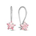 Серьги детские из серебра с розовыми фианитами родированные