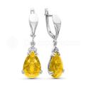 Серьги из серебра с кварцем цитрин и фианитами родированные