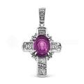 Крест из серебра с кварцем аметист родированный