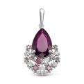 Подвеска из серебра с кварцем аметист и фианитами родированная