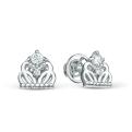 Серьги-пусеты из серебра с фианитами родированные - Короны