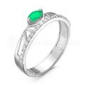 Кольцо из серебра с кварцем изумруд и фианитами родированное