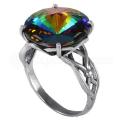 Кольцо из серебра с кристаллом Swarovski родированное - фото