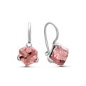 Серьги из серебра с кристаллами Сваровски Светло-розовый родированные