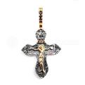 Крест из серебра чернение с позолотой
