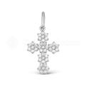Подвеска-крестик из серебра с фианитами родированная