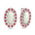 Серьги из серебра с опалами и фианитами родированные