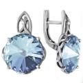 Серьги из серебра с кристаллами Swarovski родированные