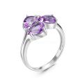 Кольцо из серебра с пл.кварцем цв.аметист родированное