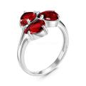 Кольцо из серебра с пл.кварцем цв.гранат родированное