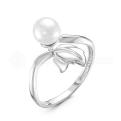 Кольцо из серебра с жемчугом родированное