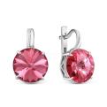 Серьги из серебра с кристаллами Swarovski розовый родированные