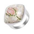 Кольцо из серебра с перламутром и эмалью родированное