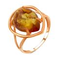 Кольцо из золочёного серебра с янтарём