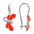 Серьги детские на петле из серебра с эмалью родированные - Стрекозки