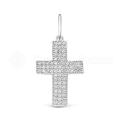 Подвеска-крестик из серебра с фианитами родированная