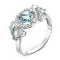 Кольцо из серебра с кварцем топаз и фианитами родированное